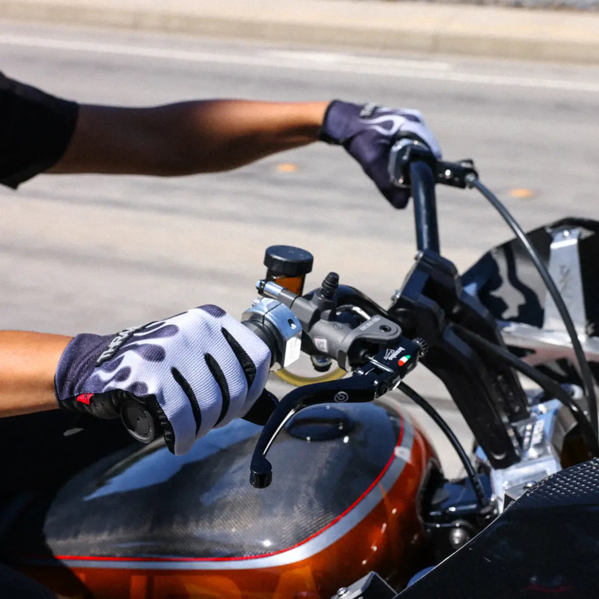 Thrashin Supply Co - Stealth Leather Palm Flame Gloves Gray
