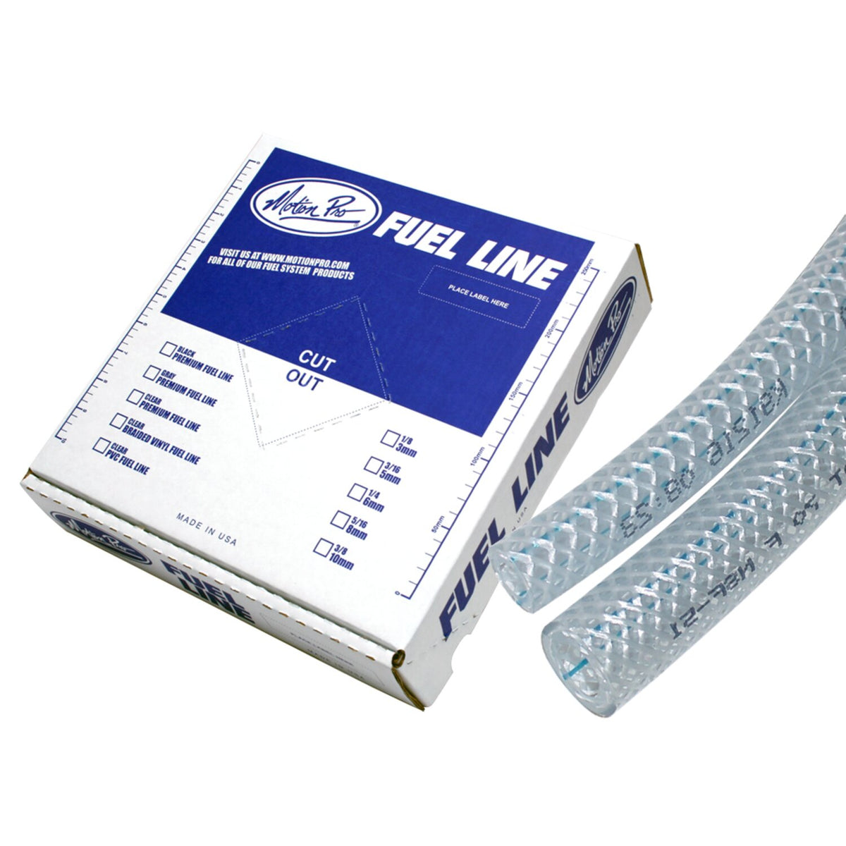 Motion Pro fuel line braided vinyl - Clear - 1/4"