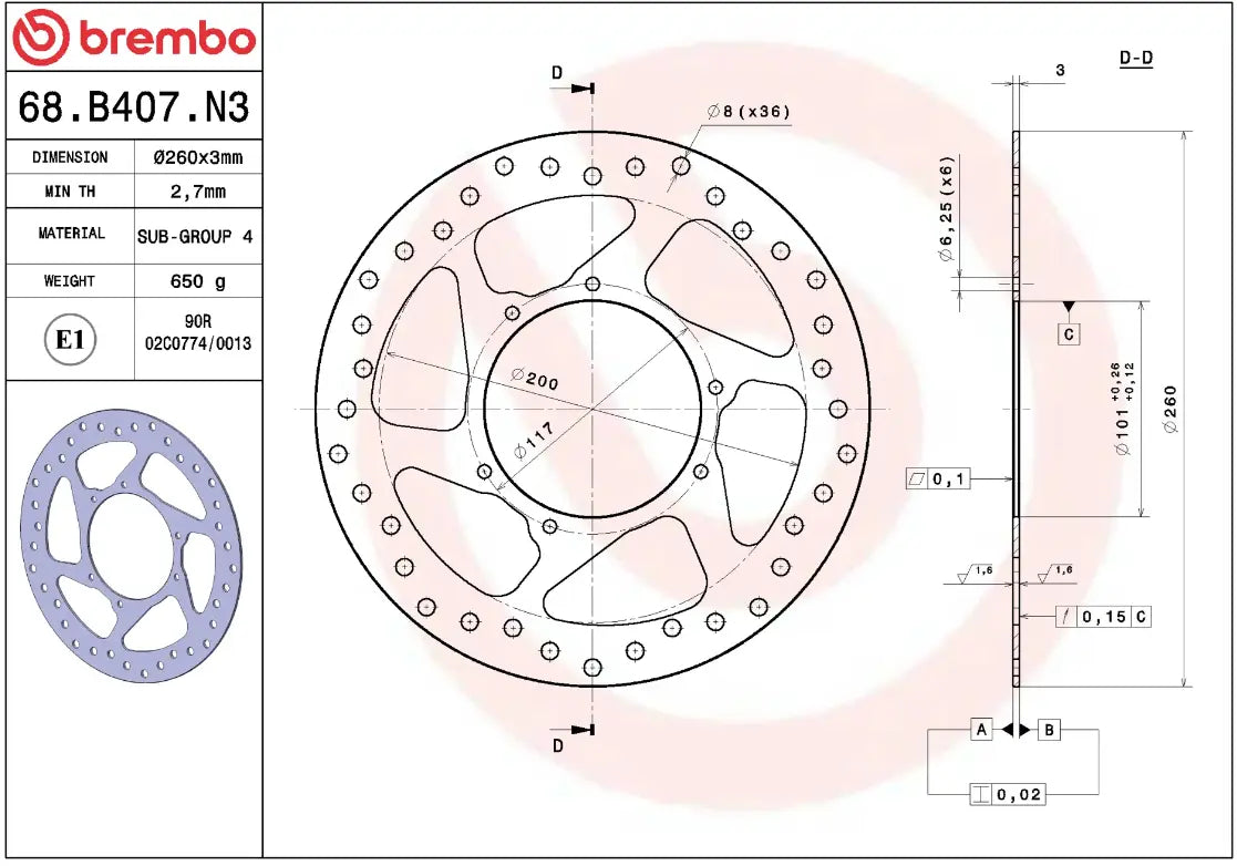 Brembo Serie Oro Prime Line Fixed Brake Rotor - Front