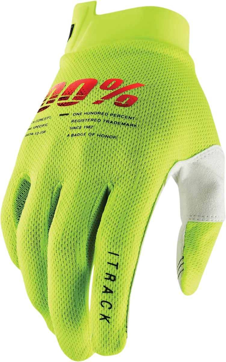 100% Youth Itrack Gloves - Fluorescent Yellow