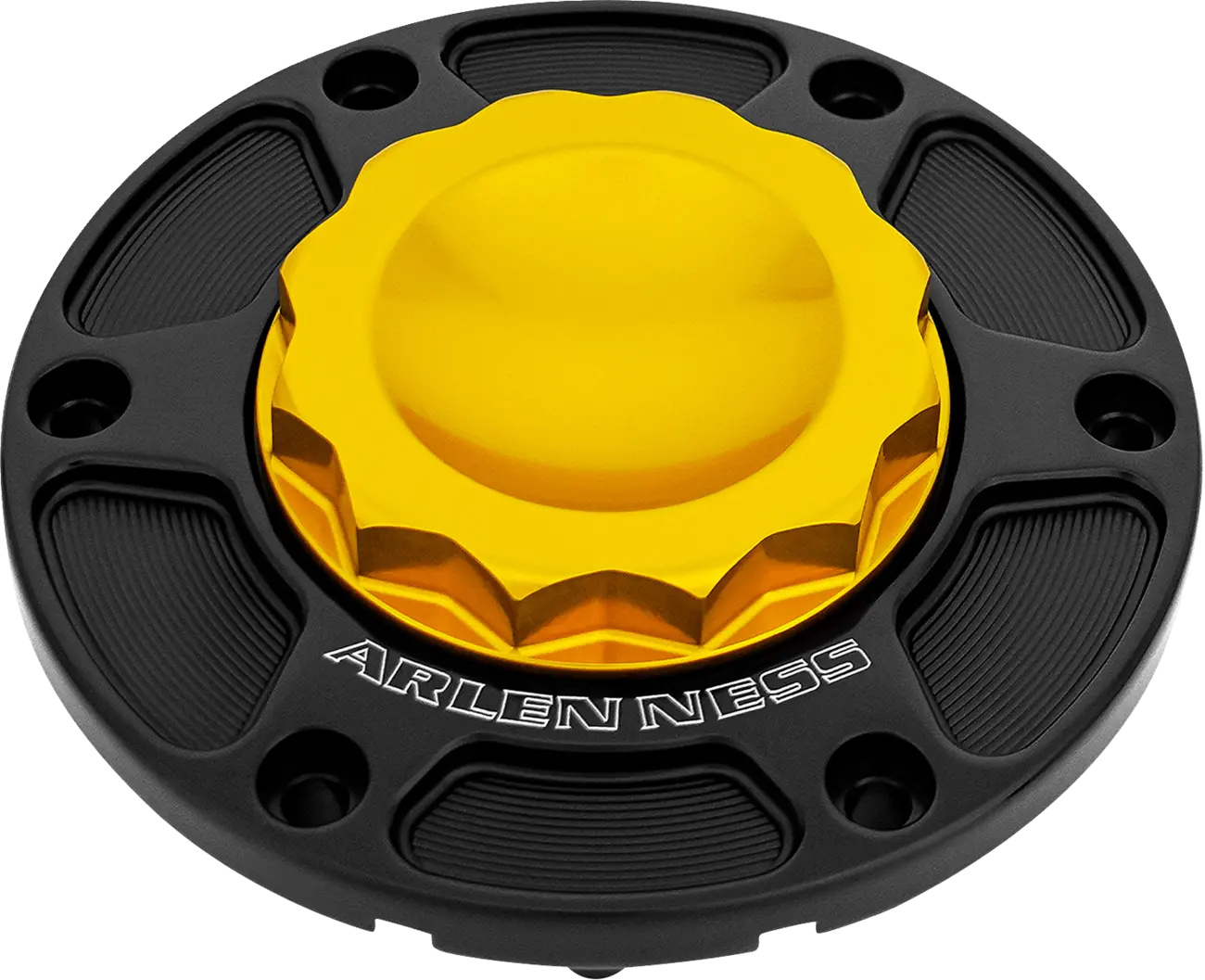 Arlen Ness 12 Point Gas Cap - Black/gold Billet Aluminum