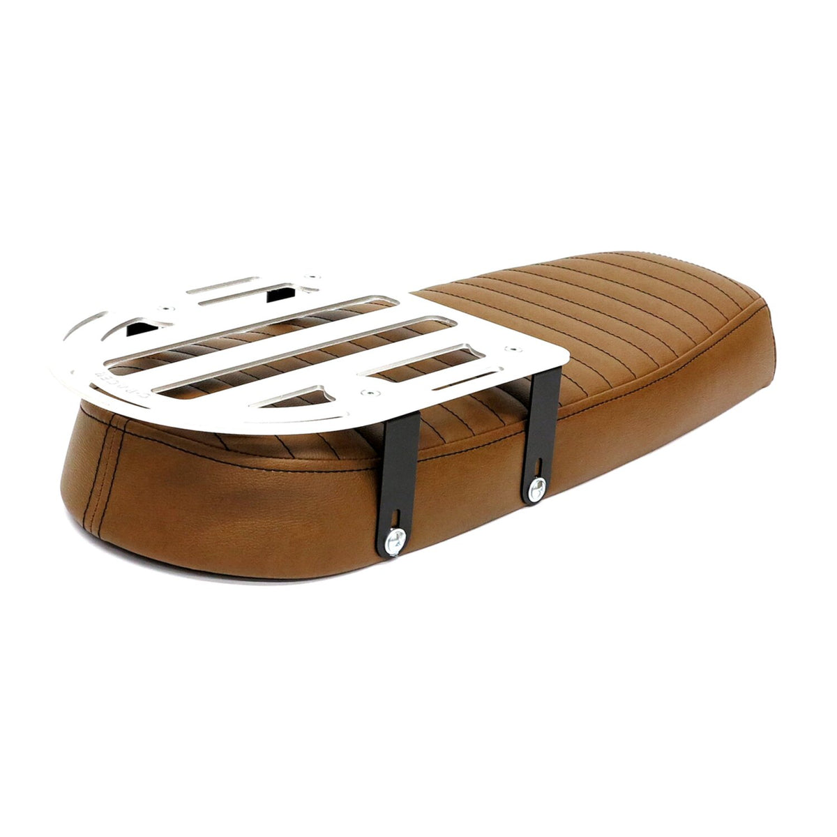 C-Racer Fat Scramsadle scrambler seat - With rack - Brown