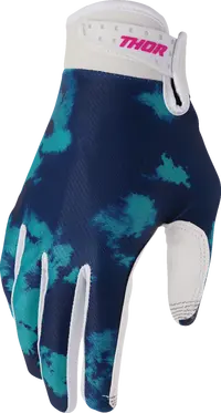 Thor Launchmode Bleach Mx Gloves - Aqua/White/Dark Blue