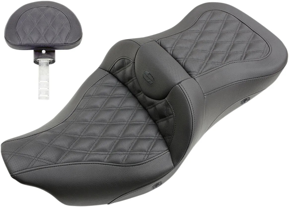 Saddlemen Heated Roadsofa Lattice Stitched Seat - For Harley Davidson