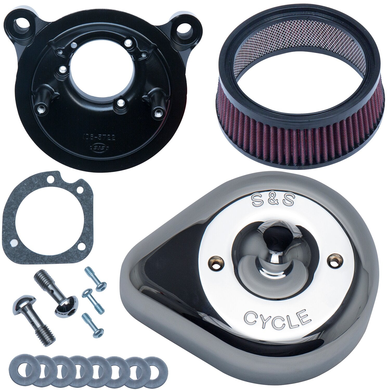 S&S Stealth chrome teardrop air cleaner kit