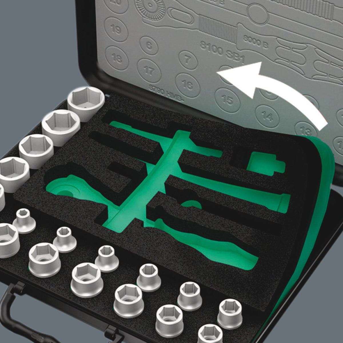 Wera 8100 SA 4 Zyklop Speed Ratchet kit 1/4" drive-US sizes