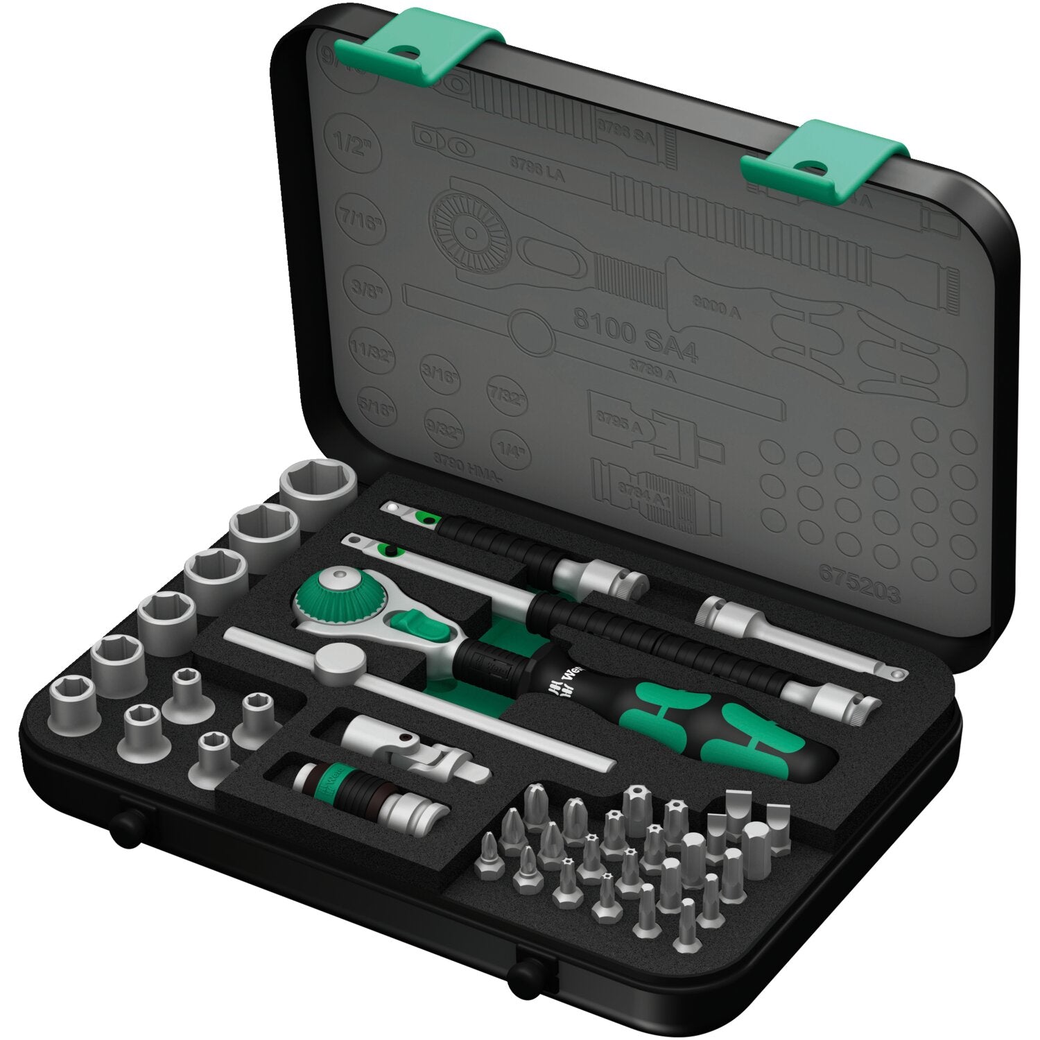Wera 8100 SA 4 Zyklop Speed Ratchet kit 1/4" drive-US sizes