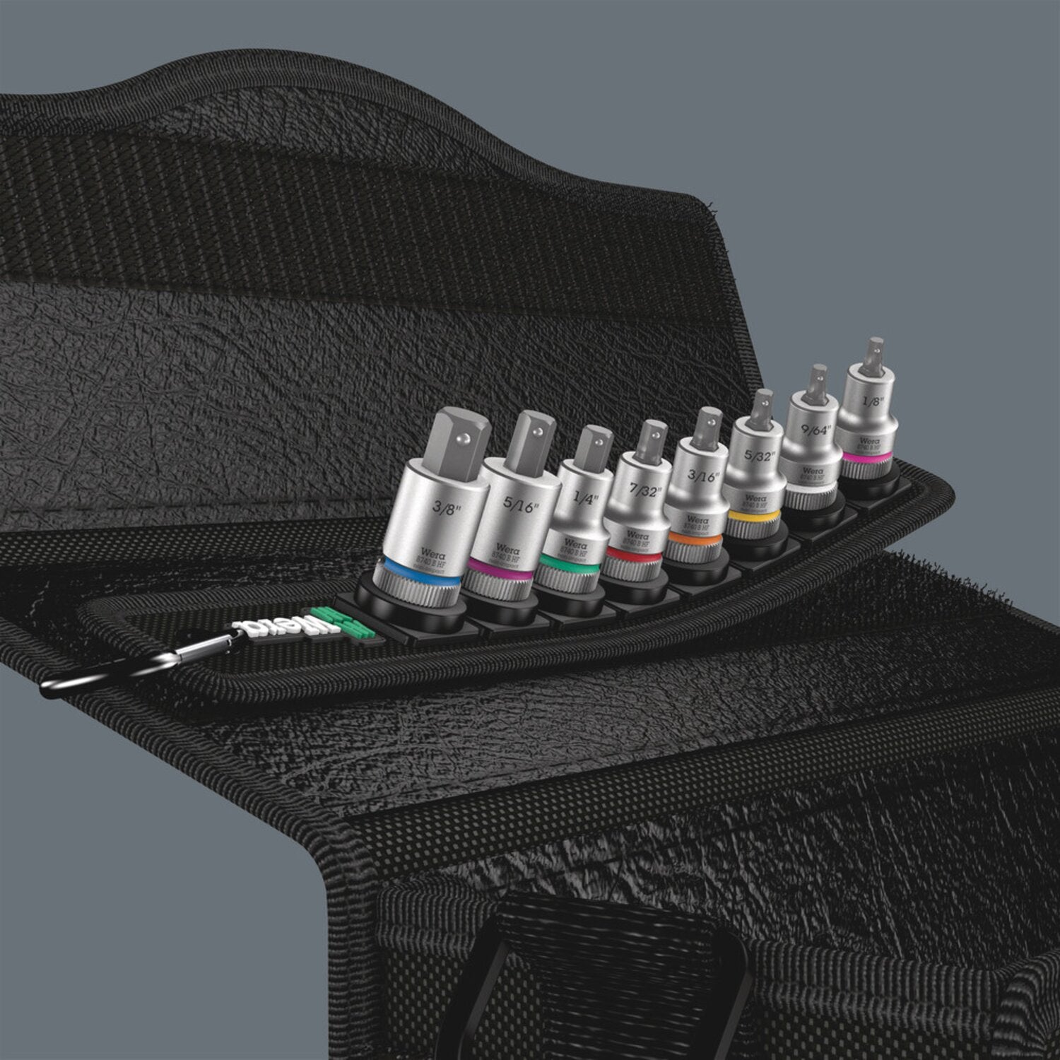 Wera socket belt with 3/8" drive Hex socket bits - US sizes