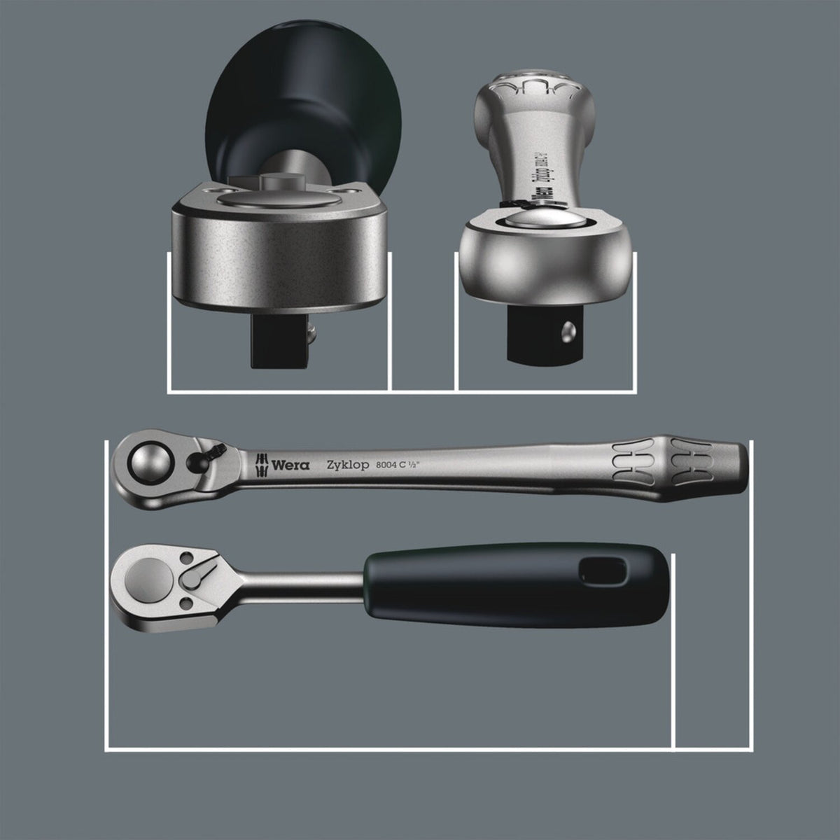 Wera Zyklop metal ratchet switch kit 1/2" drive Metric sizes