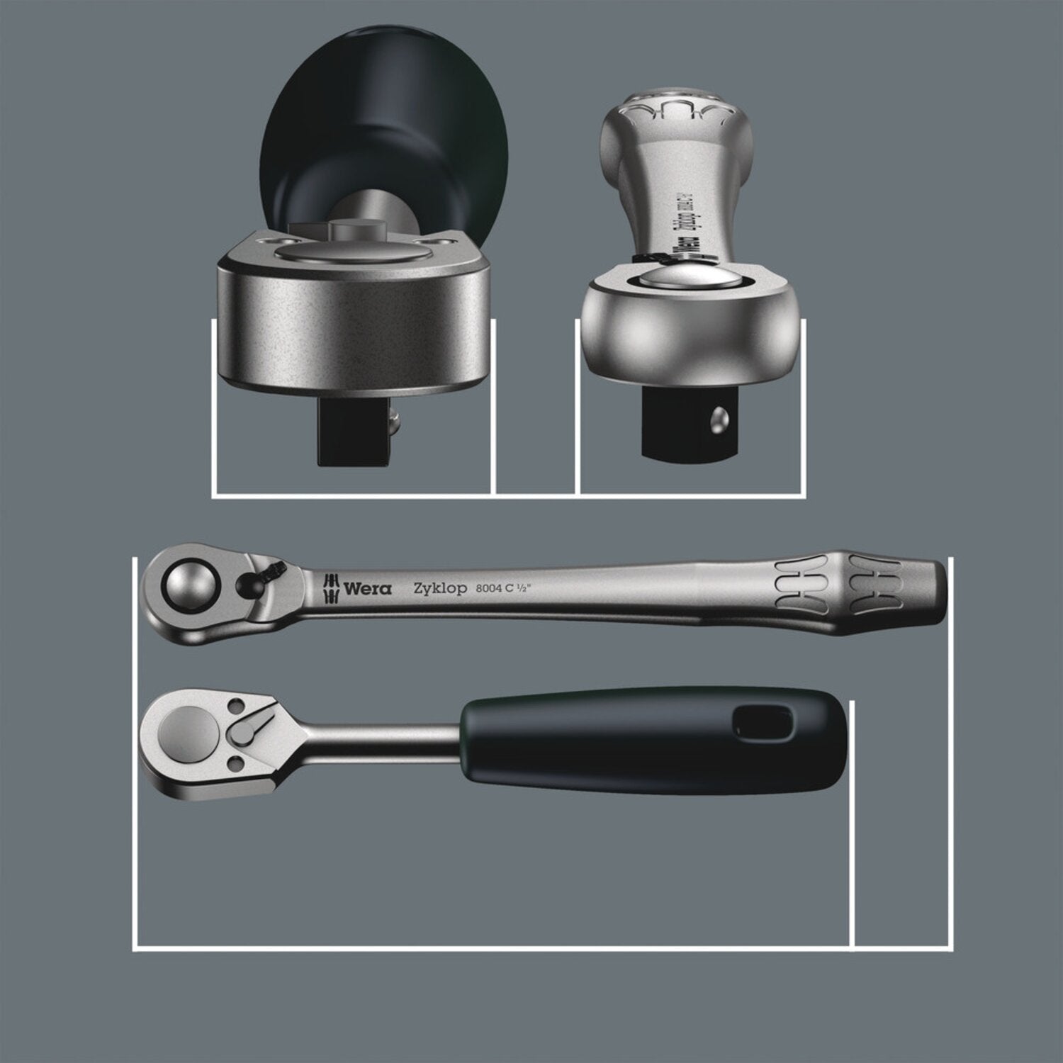 Wera Zyklop metal ratchet switch kit 1/2" drive Metric sizes