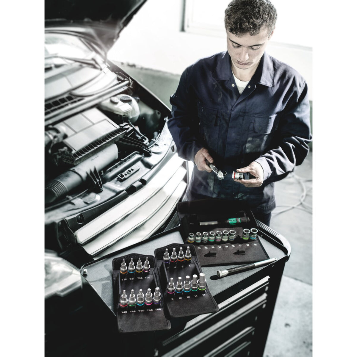 Wera Zyklop 1/2" Hex socket set with holding function Metric