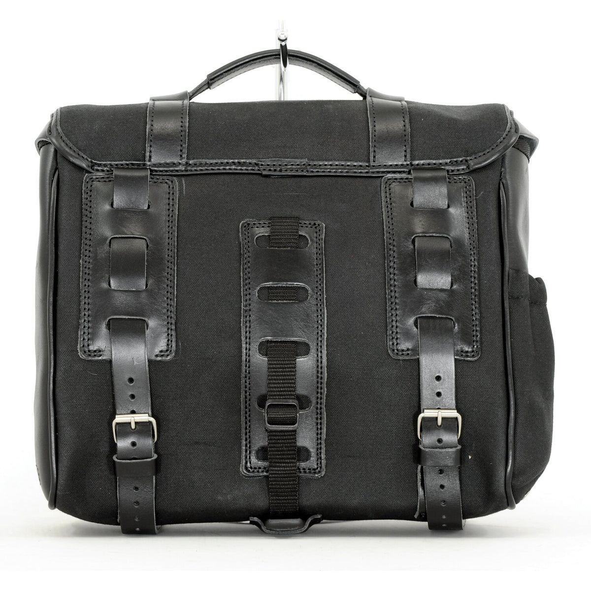 Longride 'Classic'' waxed cotton saddlebag - Black