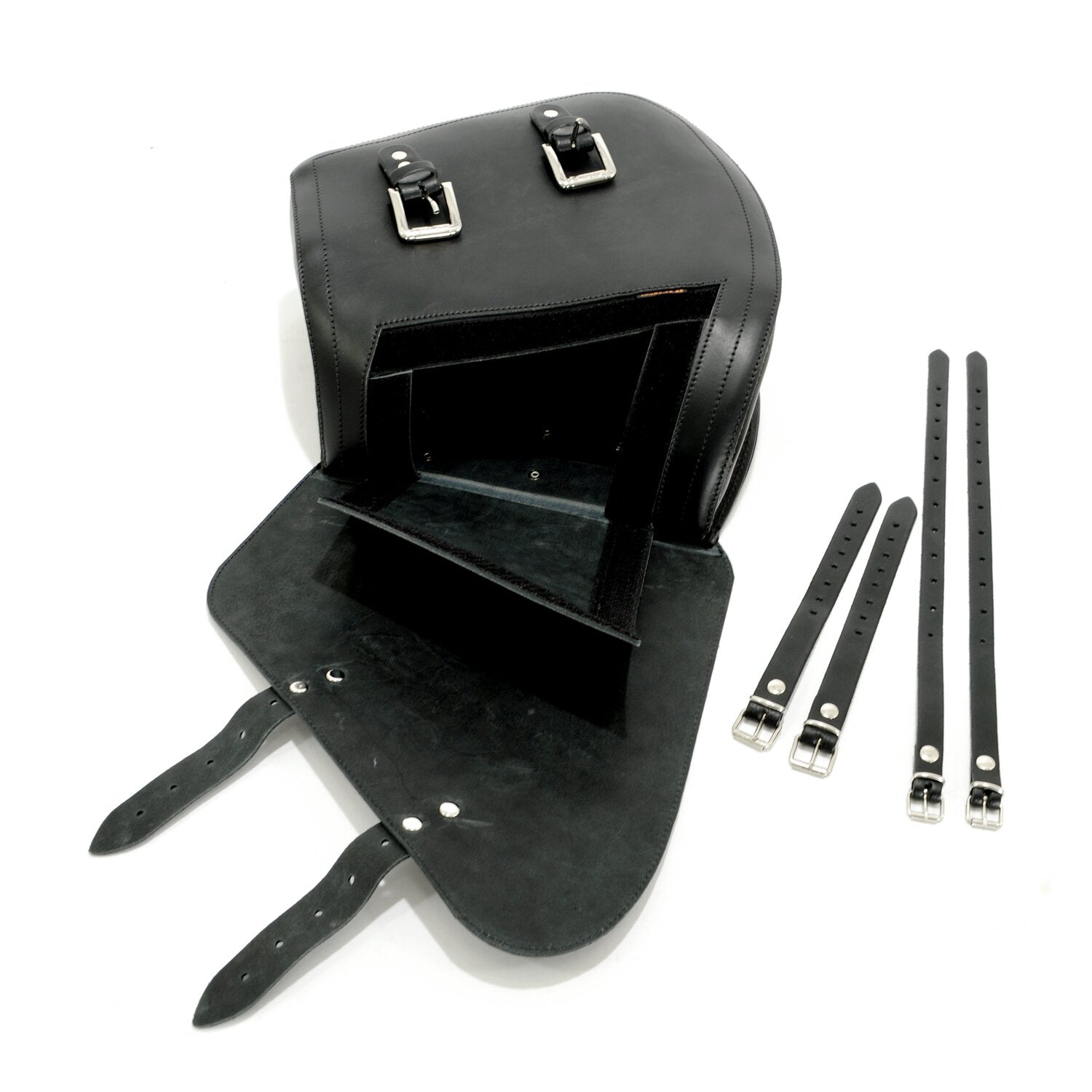 Longride swingarm bag - Smooth black leather - 7 liter