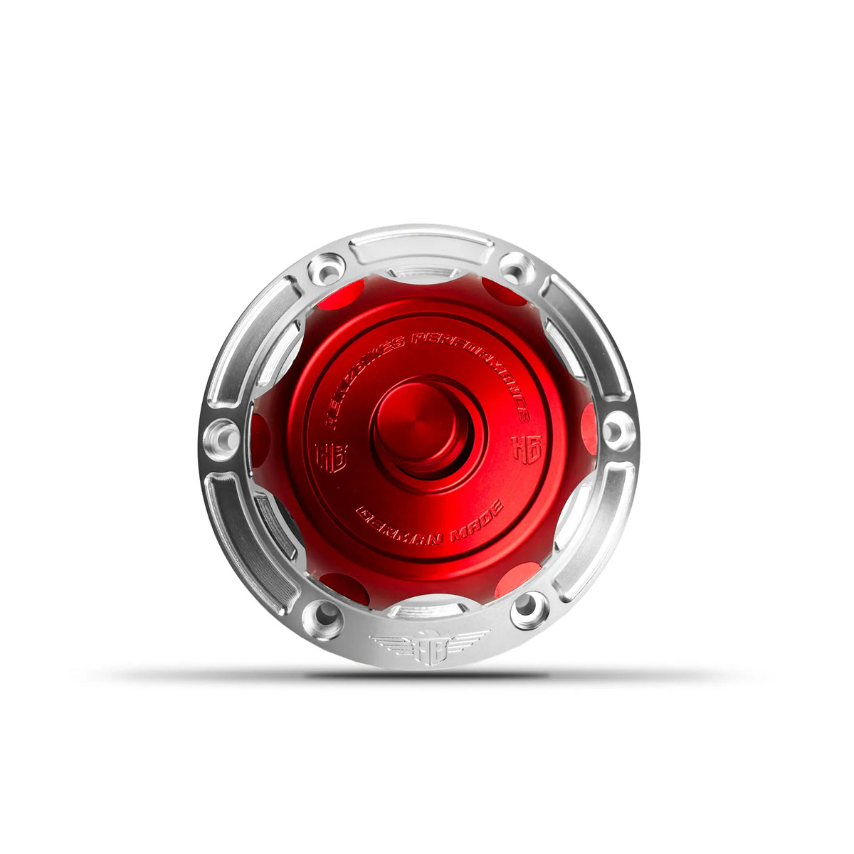 Heinz Bikes Performance Vented Fuel Cap Silver/Red for Harley
