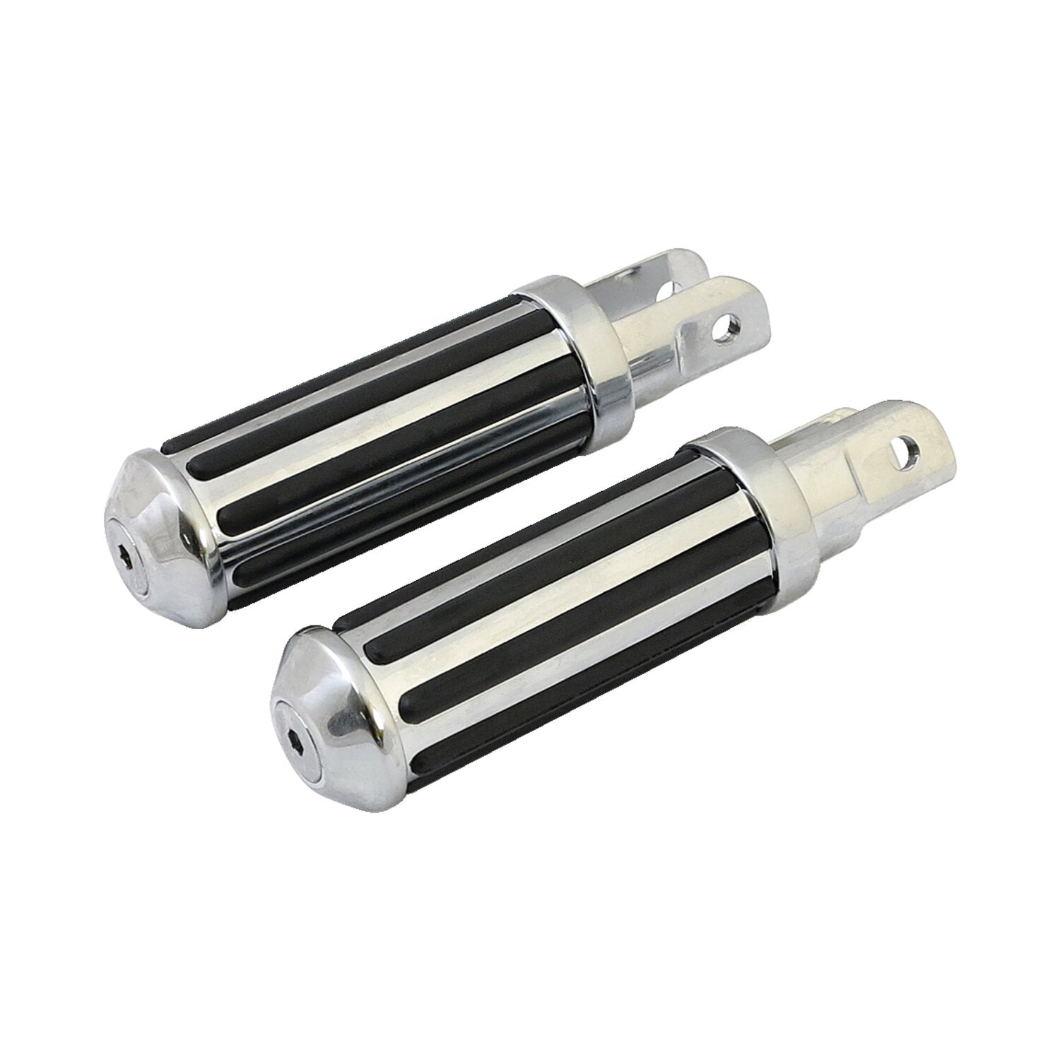 MCS Rail foot pegs small diameter - Chrome w/rubber inlays