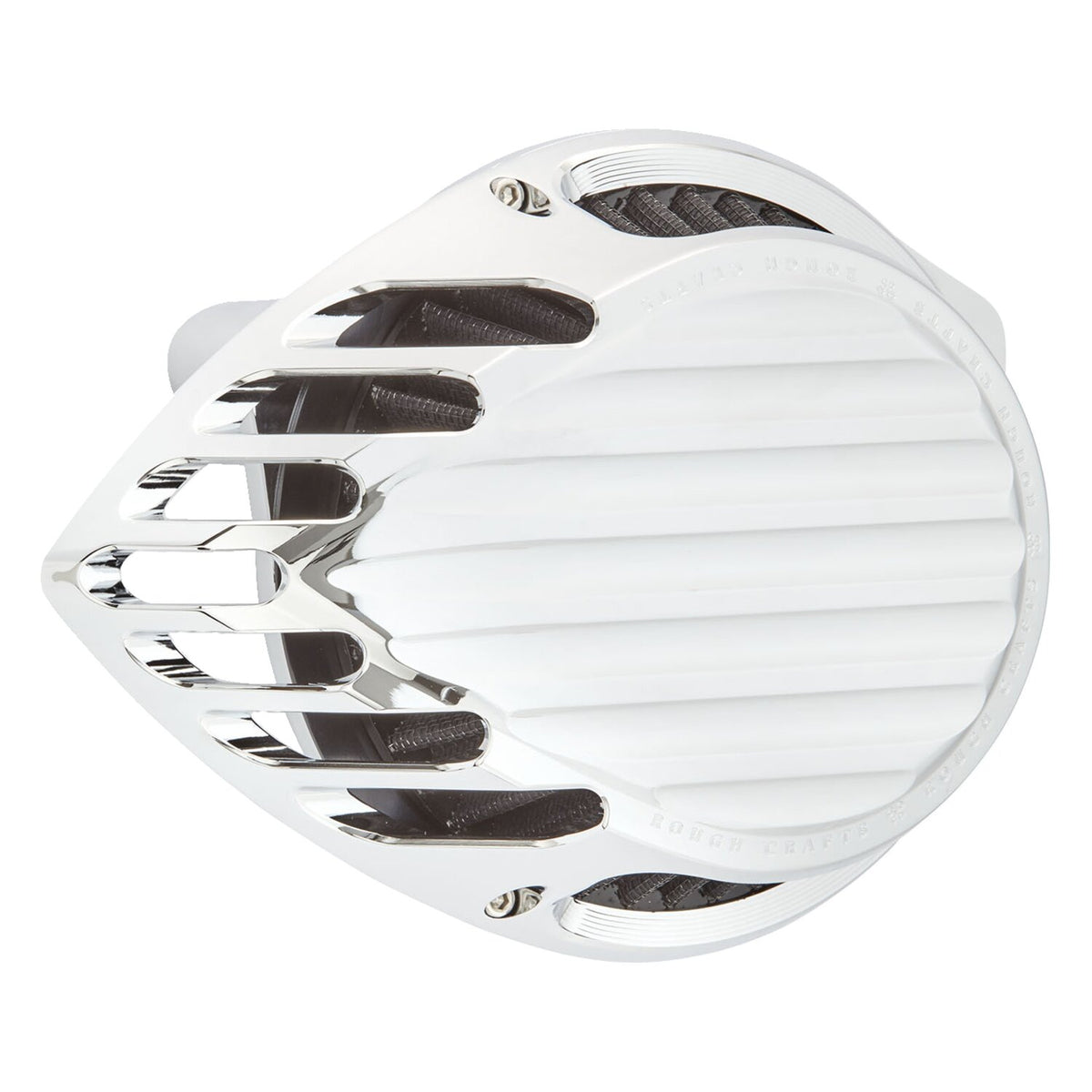 Rough Crafts Teardrop Finned air cleaner assembly - Chrome