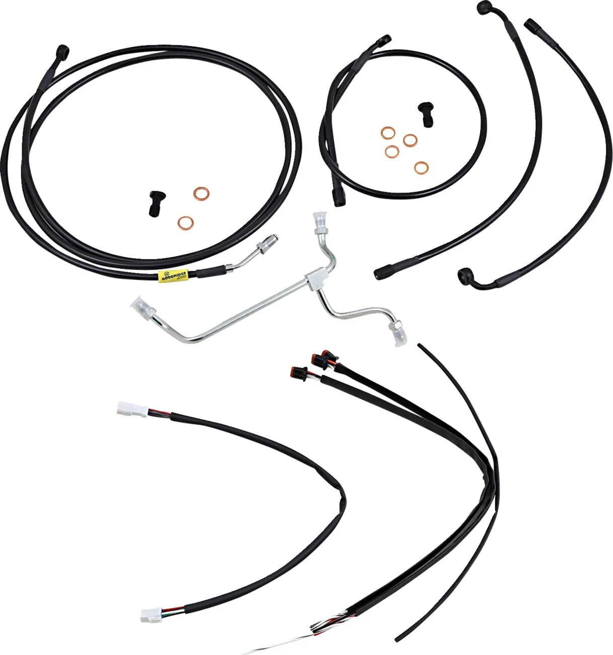 Burly Brand Complete Black Vinyl Handlebar Cable Kit for 15" Ape