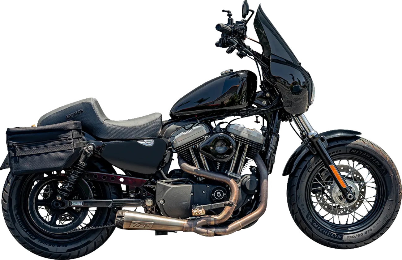 Slyfox Drifter Seat - Black Vinyl - For Harley Davidson