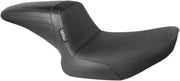 Le Pera Kickflip Seat - Black Basketweave Vinyl - For Harley Davidson