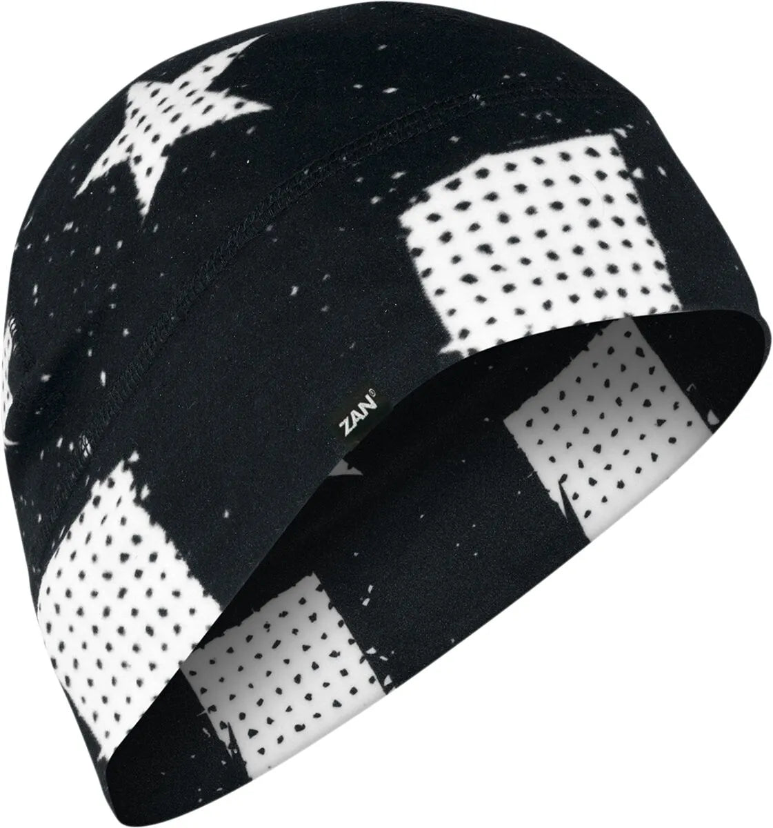 Zan Headgear SportFlex Beanie Black White Flag