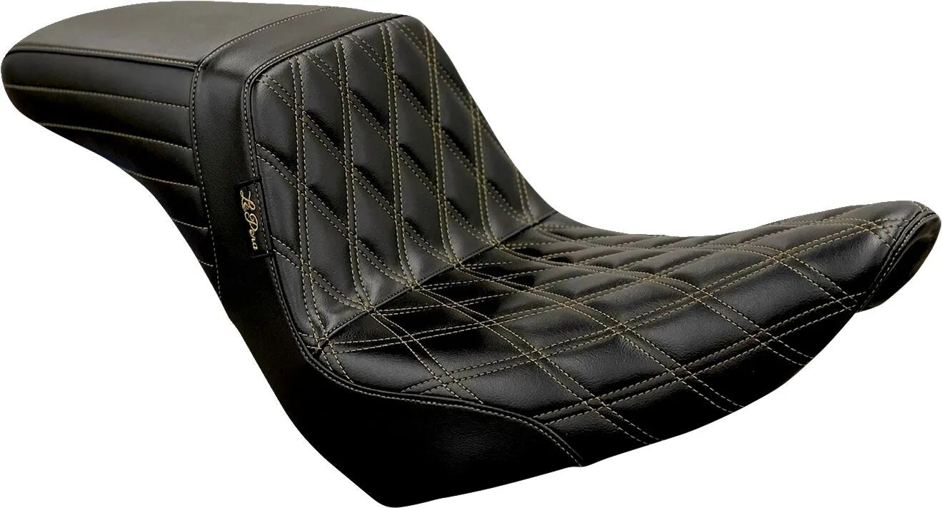 Le Pera Kickflip Seat - Black Vinyl, Double Diamond - For Harley Davidson