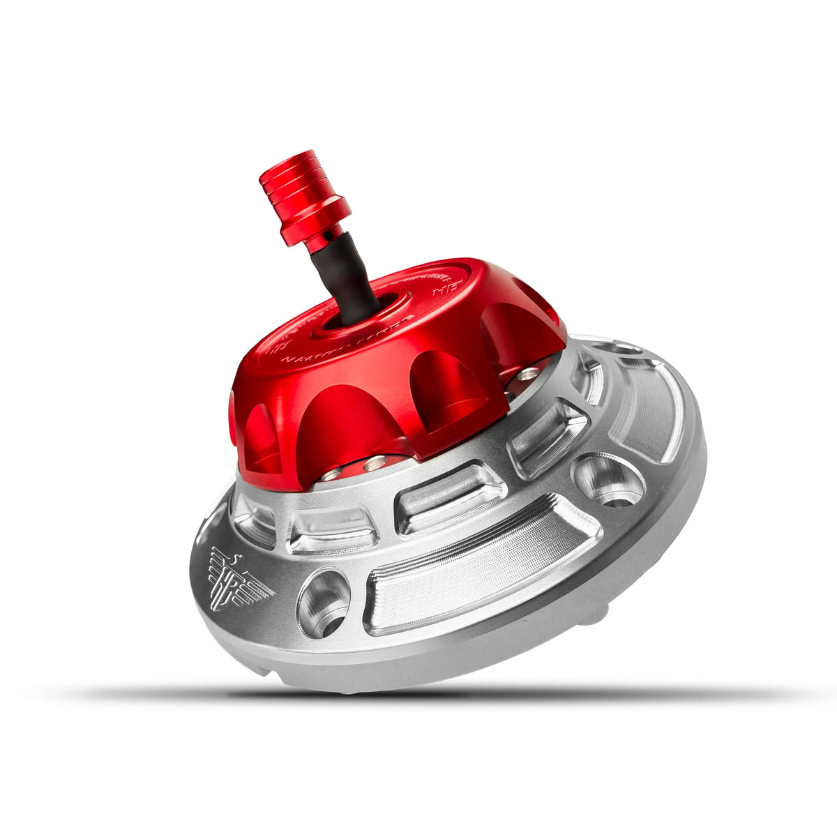 Heinz Bikes Performance Vented Fuel Cap Silver/Red for Harley