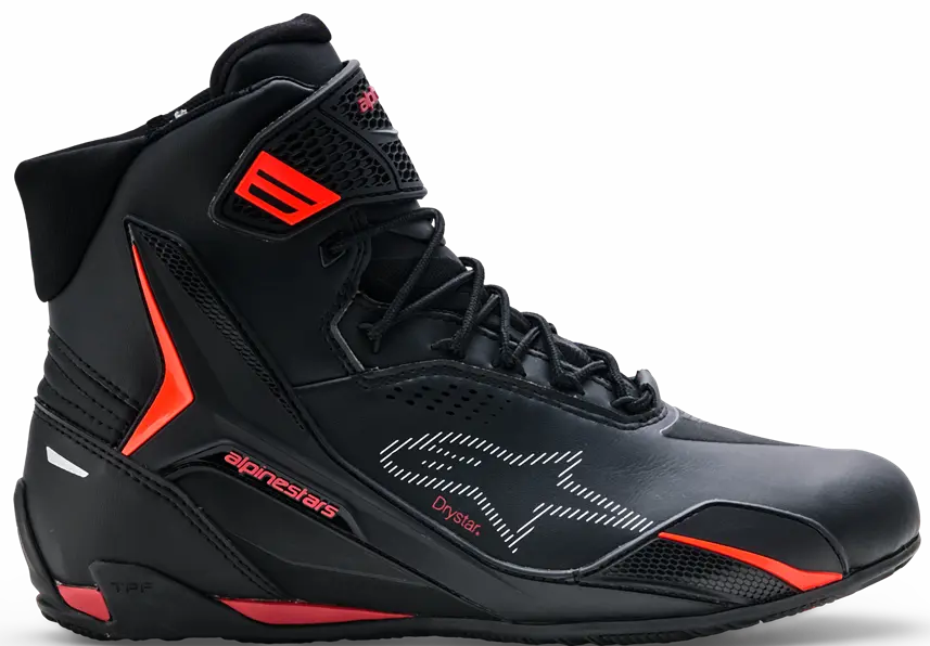 Alpinestars Faster-4 Drystar Shoes Black Rio Red Fluo