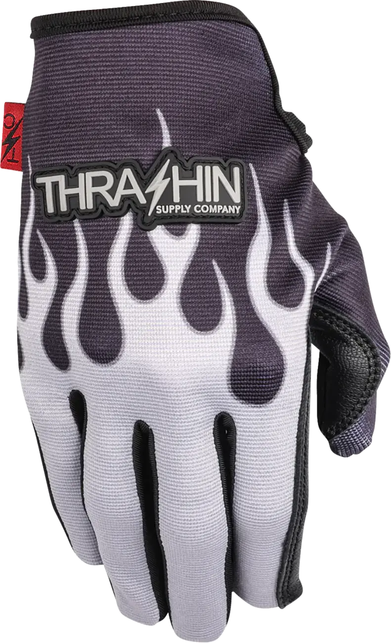 Thrashin Supply Co - Stealth Flame Leather Palm Gloves Gray