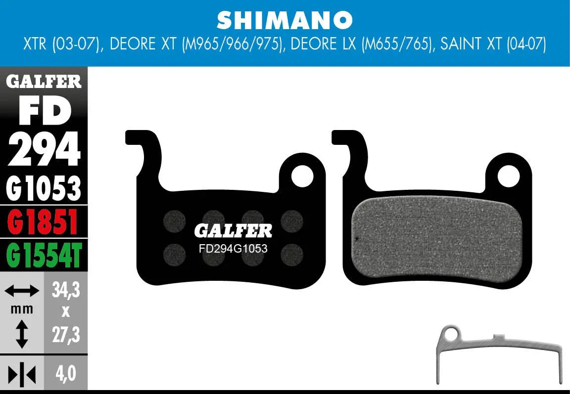 Galfer G1053 Standard Brake Pads for Shimano XTR Deore XT LX