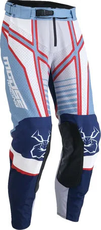 Moose Offroad Agroid Pants For Men - Light Blue/Dark Blue/Light Gray/Red/White