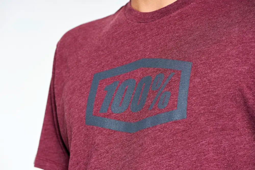 100% Icon Short Sleeve T-Shirt Maroon Heather