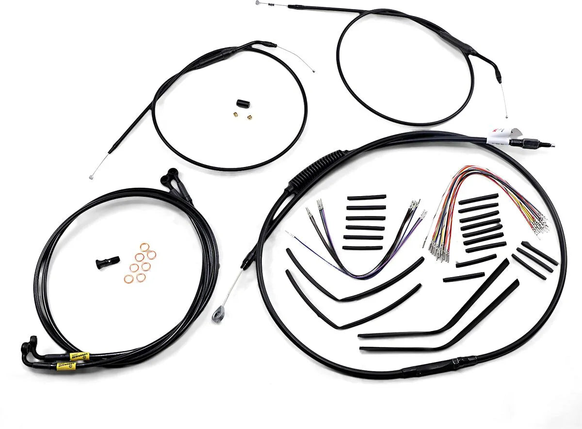 Burly Brand Black Vinyl Handlebar Cable Kit for Ape Hangers