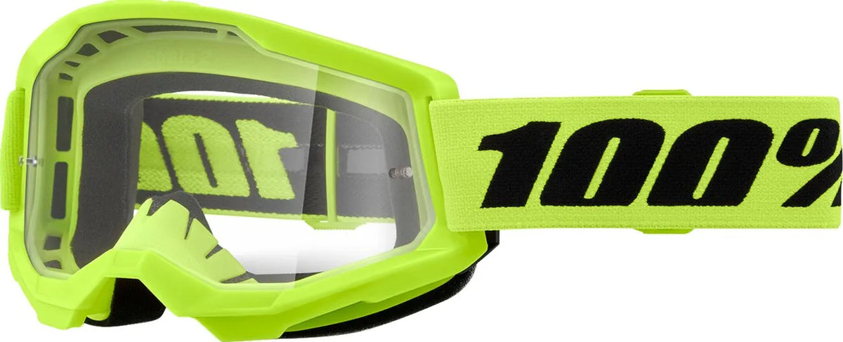 100% Strata 2 Goggle Neon Yellow Clear Lens