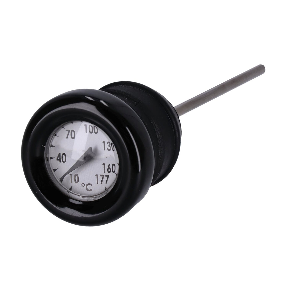 MCS Oil tank dipstick with temperature gauge - Black w/white face