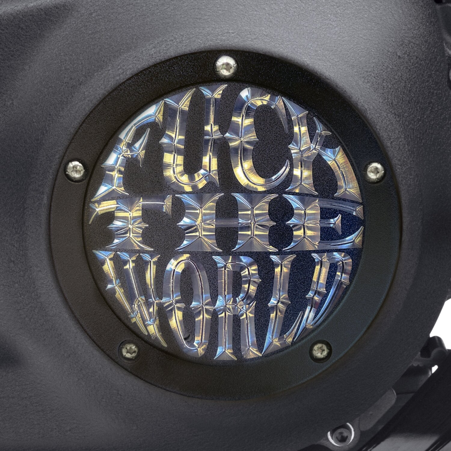 Indian Larry Motorcycles Indian Larry 'FTW' derby cover - Matte black/clear