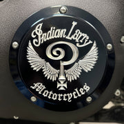 Indian Larry Motorcycles Indian Larry 'Indian Larry' logo derby cover - Gloss black