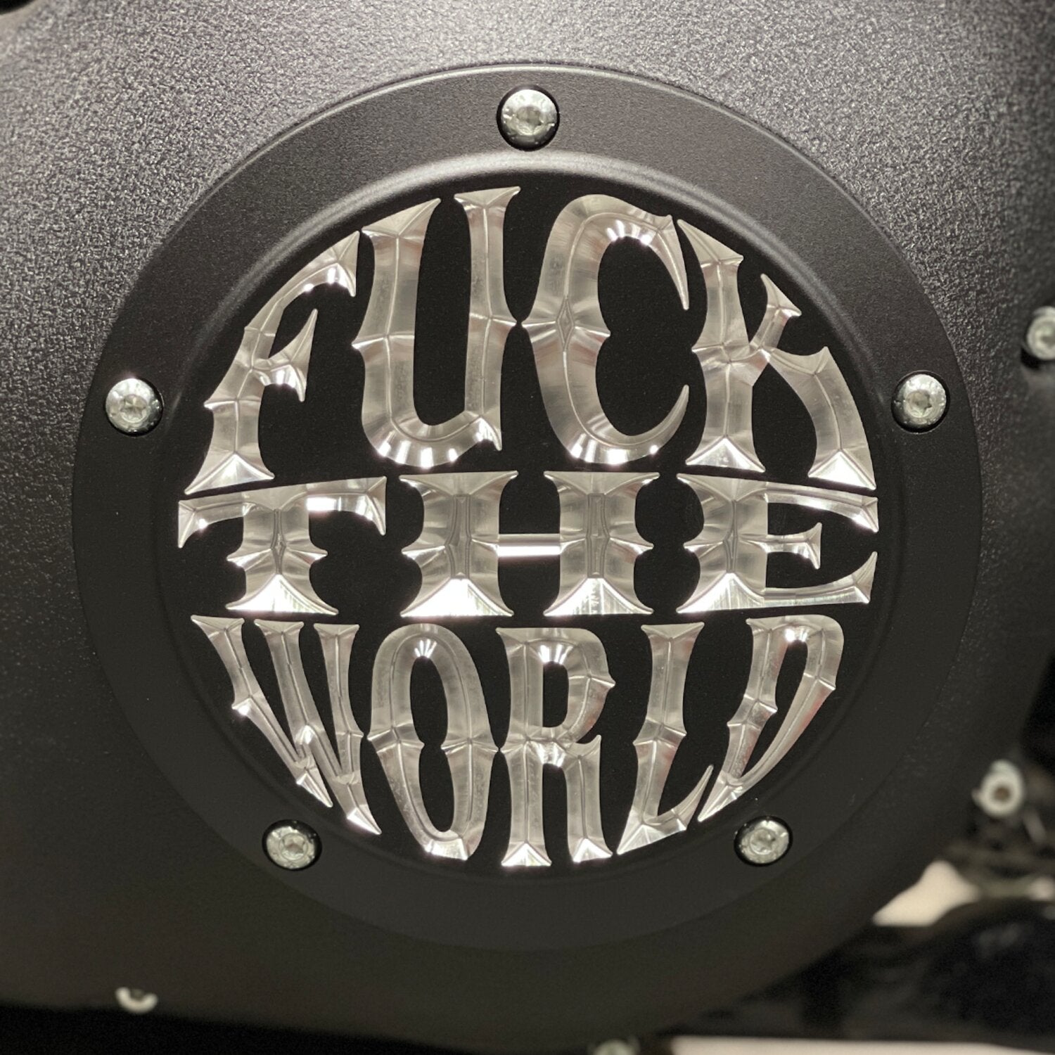 Indian Larry Motorcycles Indian Larry 'FTW' derby cover - Matte black/clear