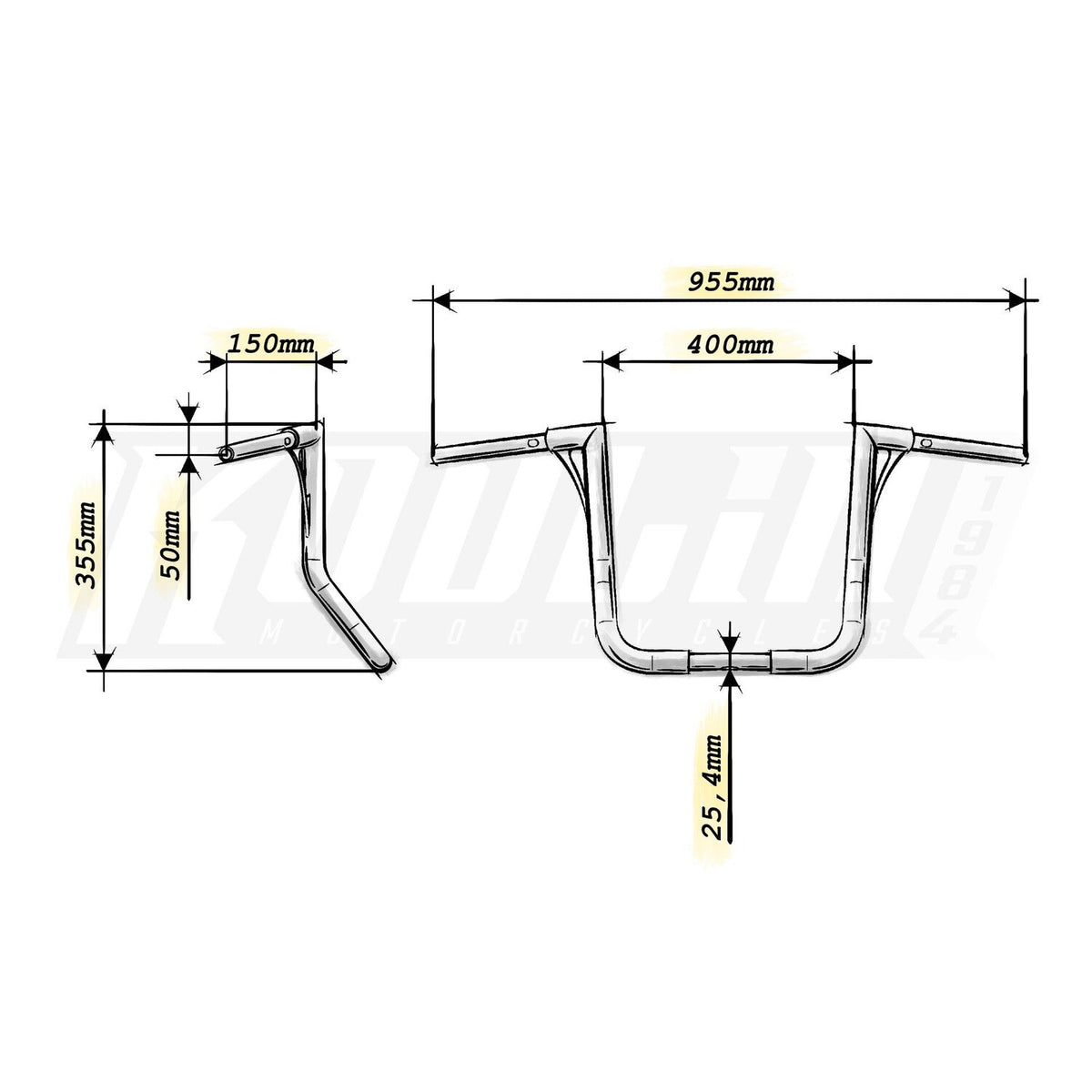 Kodlin Flow-bar bagger handlebar 36cm high - Black