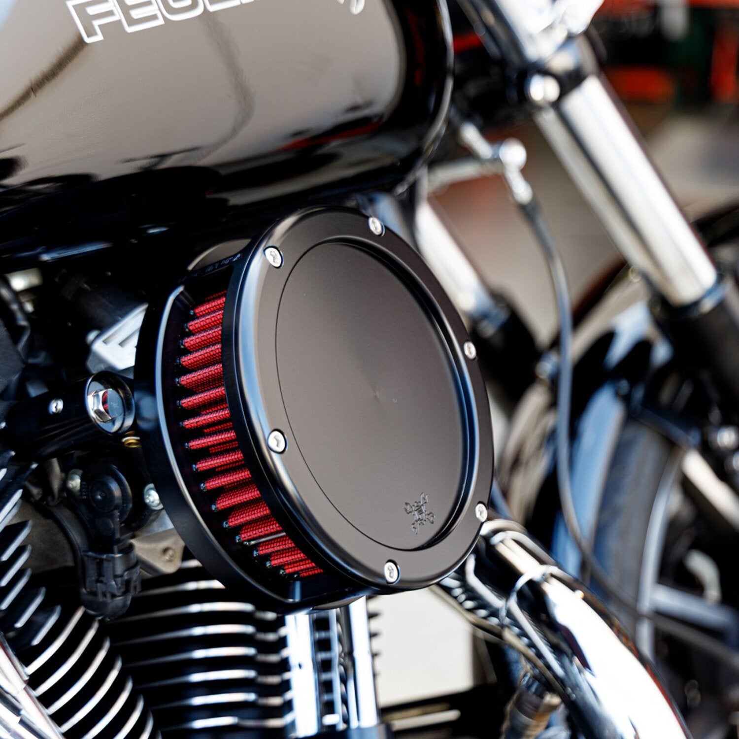 Feuling BA Air Cleaner Kit Slim Black Finish Red Filter