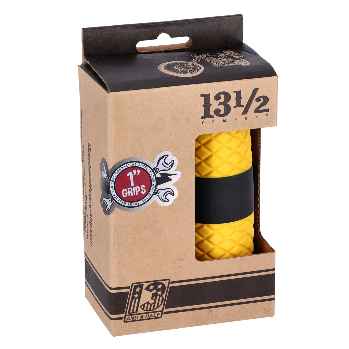 13 and a half company 13 1/2 Outlaw grips black/yellow 1"