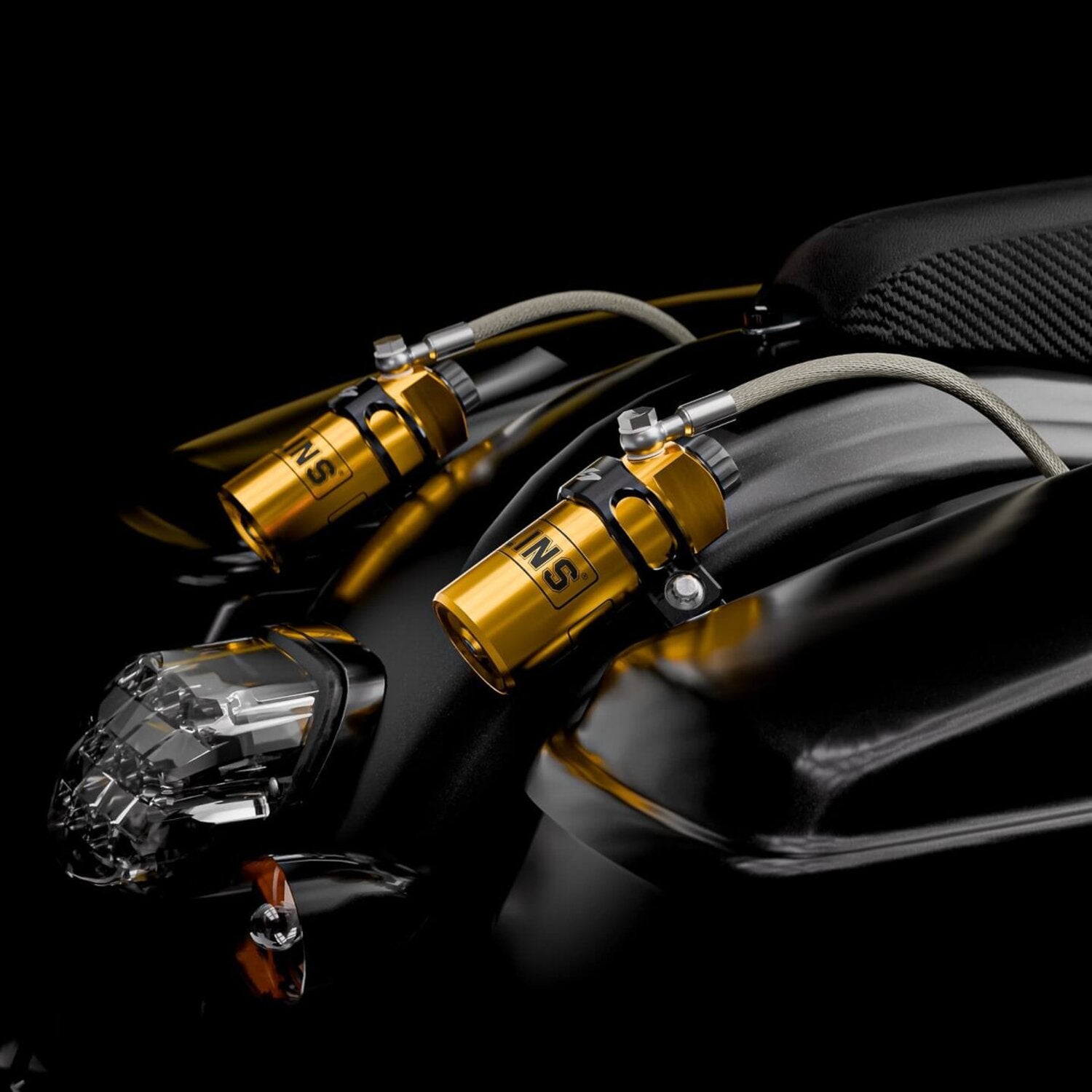 Kraus Remote Reservoir Mounts for Fox - Black anodized