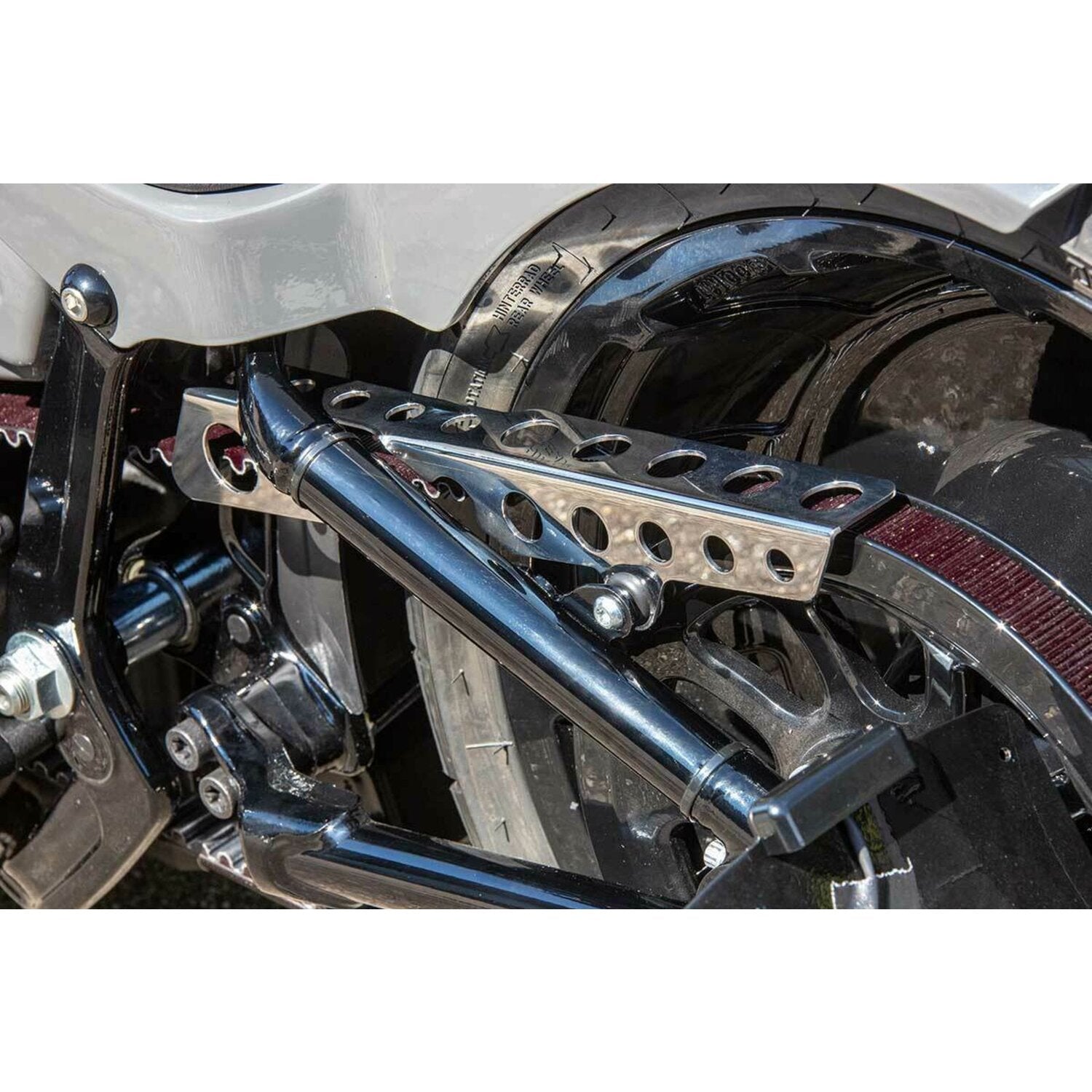 Rick's Motorcycles belt guard Round holes - Polished