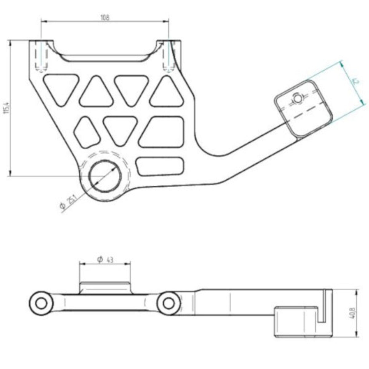 Accossato M8 Touring rear brake caliper bracket - Black