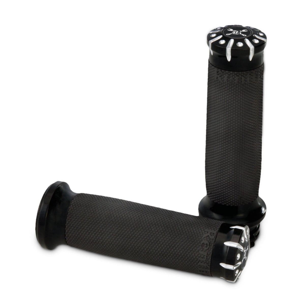 Burly Hawk Billet grip set - Black CC stripes/dots