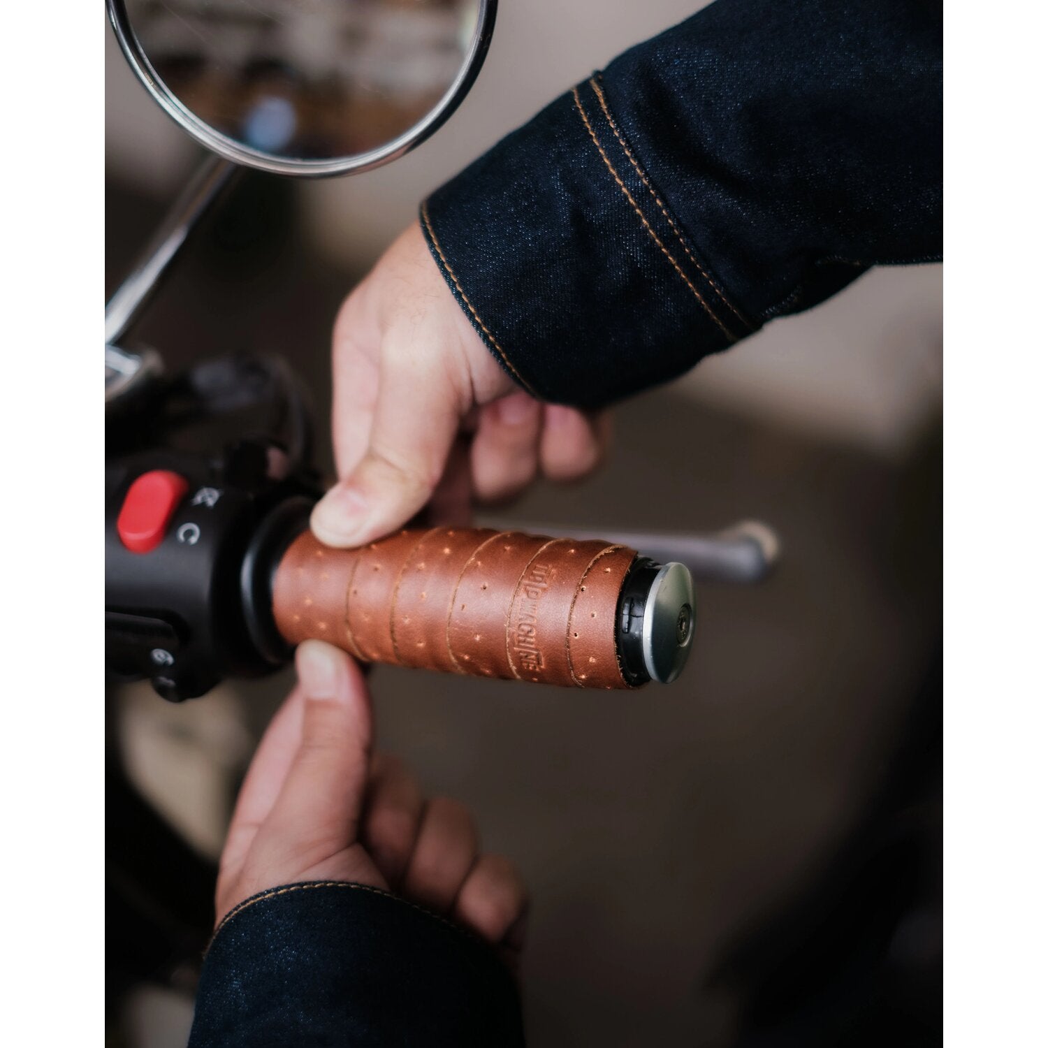 Trip Machine handlebar grip wraps - Dark Tan Cognac perforat