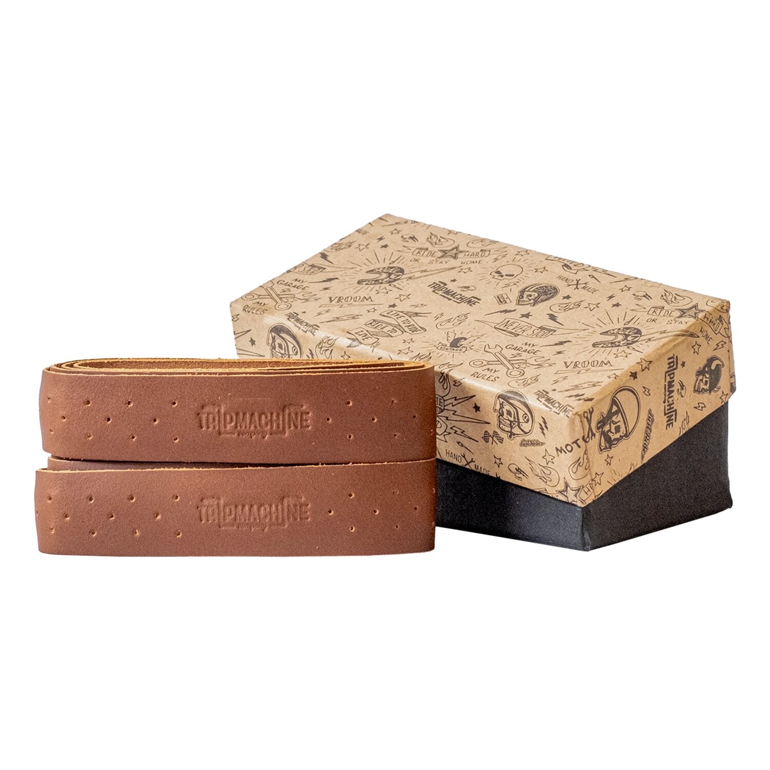 Trip Machine handlebar grip wraps - Dark Tan Cognac perforat