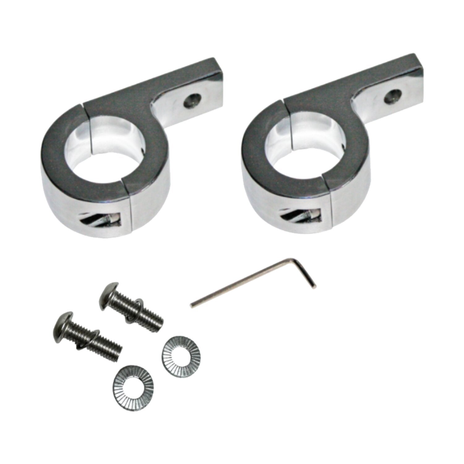 Custom Dynamics engine guard fog lamp clamp set - Chrome