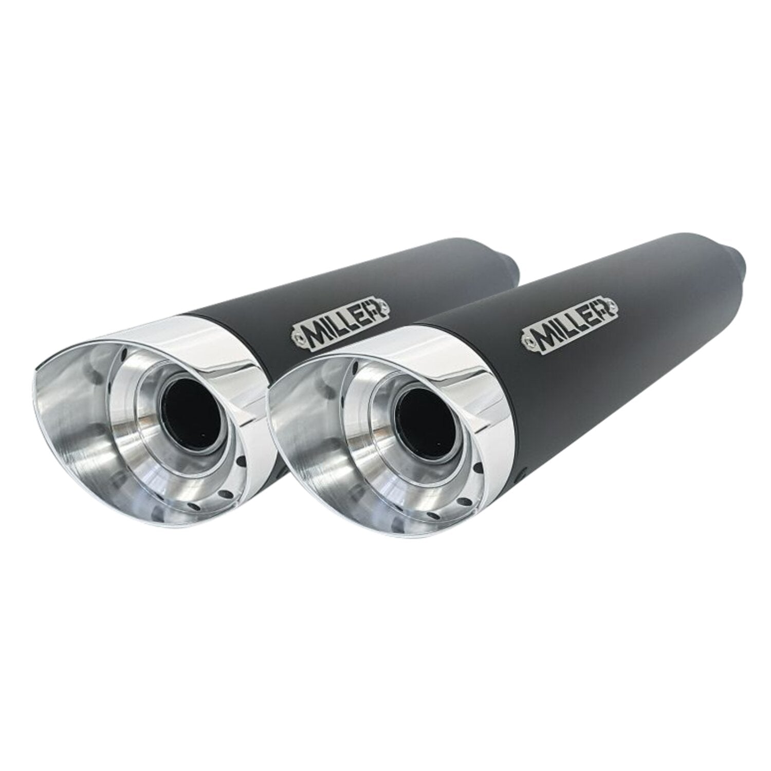 Miller Exhaust Miller Omaha II Slip-Ons black End cap SlashCut polished