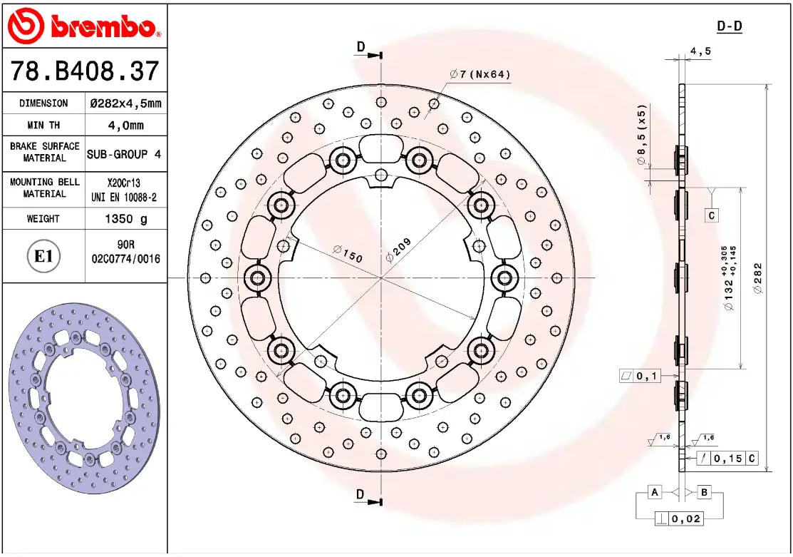 Brembo Serie Oro Floating Brake Rotor
