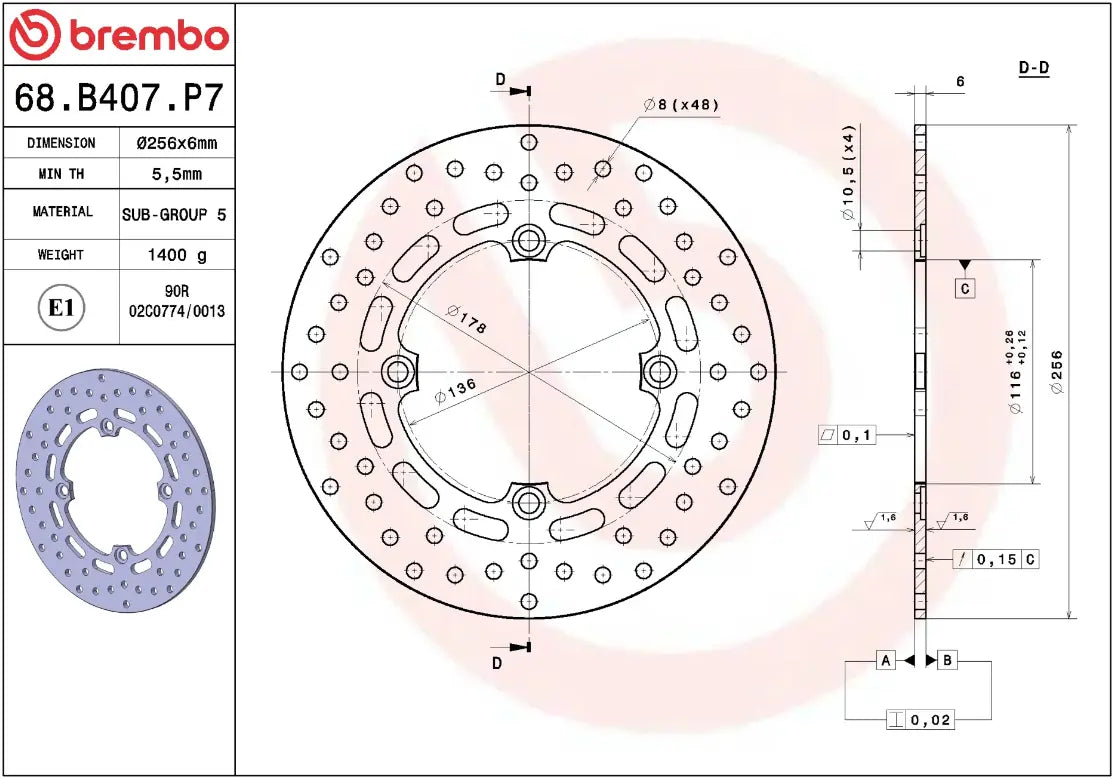 Brembo Serie Oro Prime Line Fixed Brake Rotor
